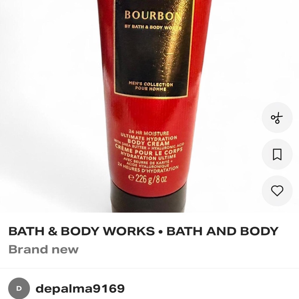 Bath & Body Works International Men's Body Cream-Bourbon